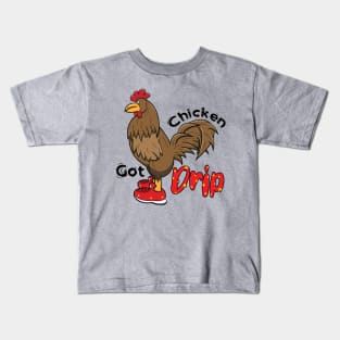Chicken With Shoes Brown Red DRIP Kids T-Shirt